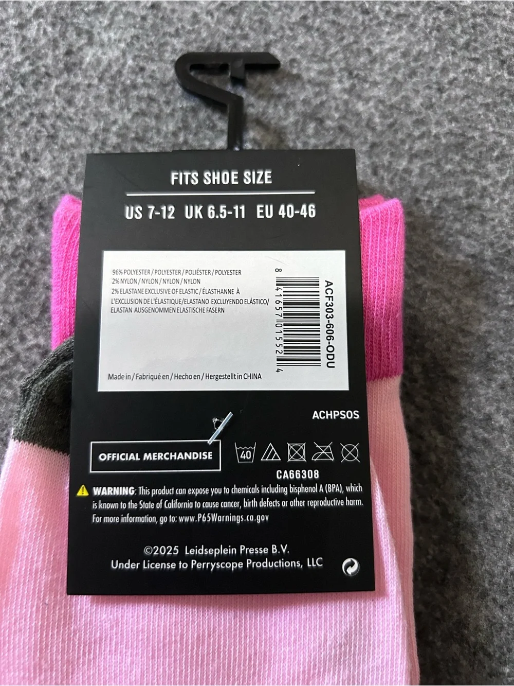 AC/DC Official Licensed Pink Graphic Crew Socks NWT Fits Shoe Size US 7-12